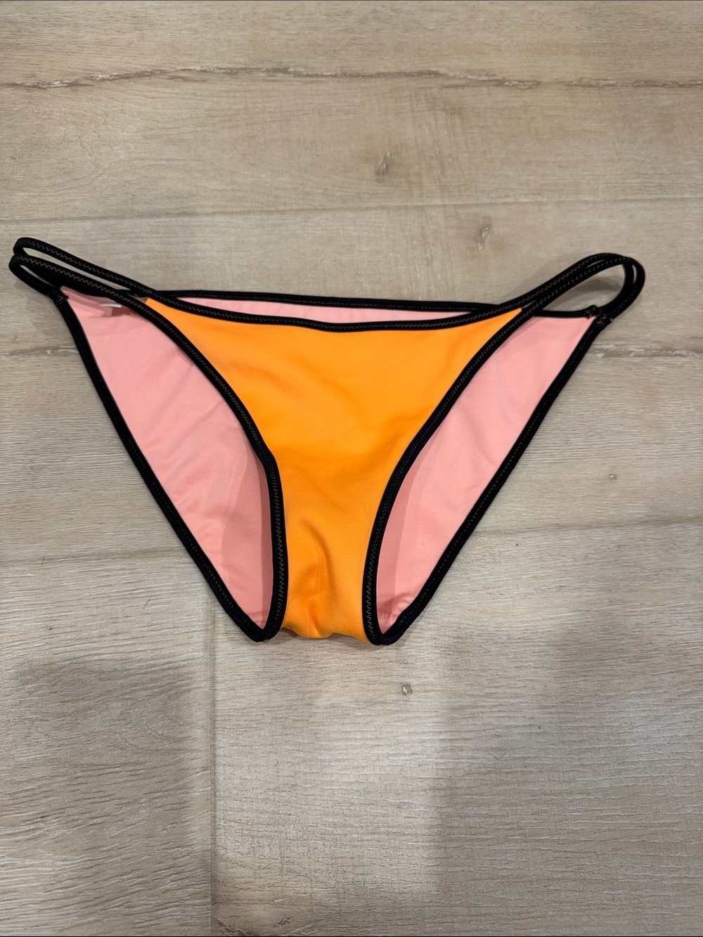 Reversible Orange & Pink Bikini Bottom with Black Trim